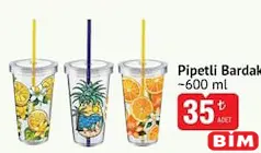 PİPETLİ BARDAK 600 ML PİPETLİ BARDAK 600 ML